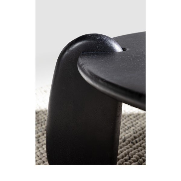 Tavolino da salotto rotondo nero in mango massiccio ø 80 cm Tamira – MOME-image-4