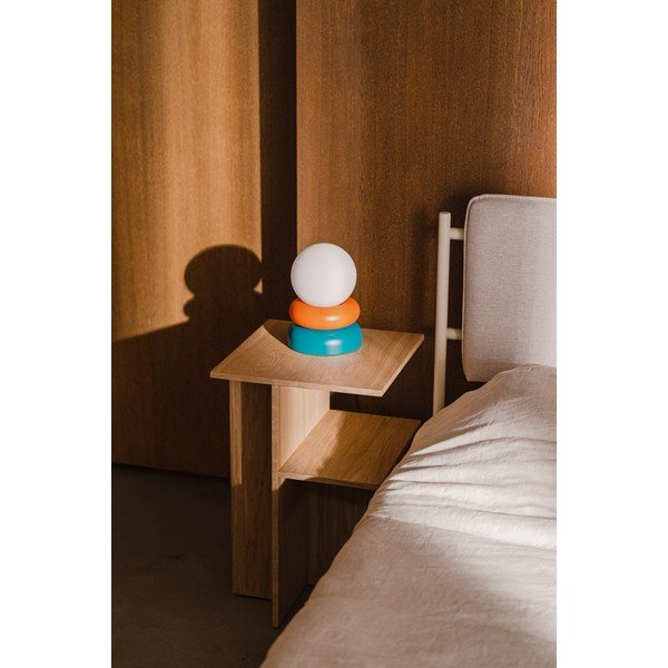 Lampada da tavolo color petrolio/arancione in legno massiccio con paralume in vetro (altezza totale 24 cm) Otem – noo.ma-image-1
