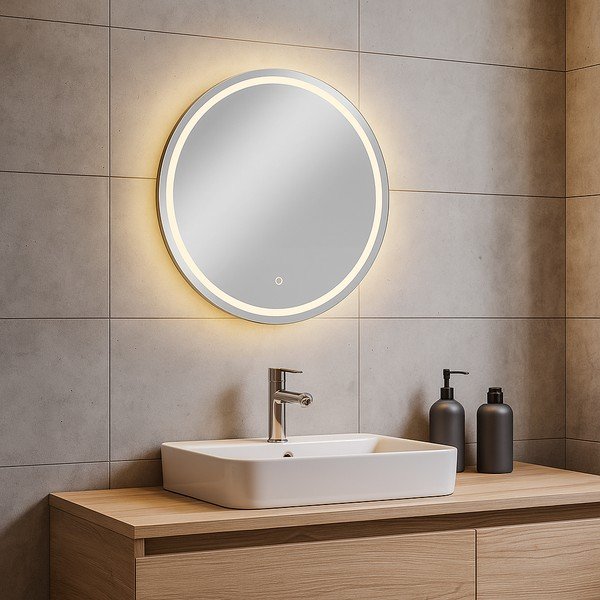 Specchio da parete con illuminazione ø 70 cm Celeste – Bonami Essentials-image-1