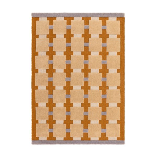 Tappeto giallo ocra in misto lana tessuto a mano 120x170 cm Mallory – MADE