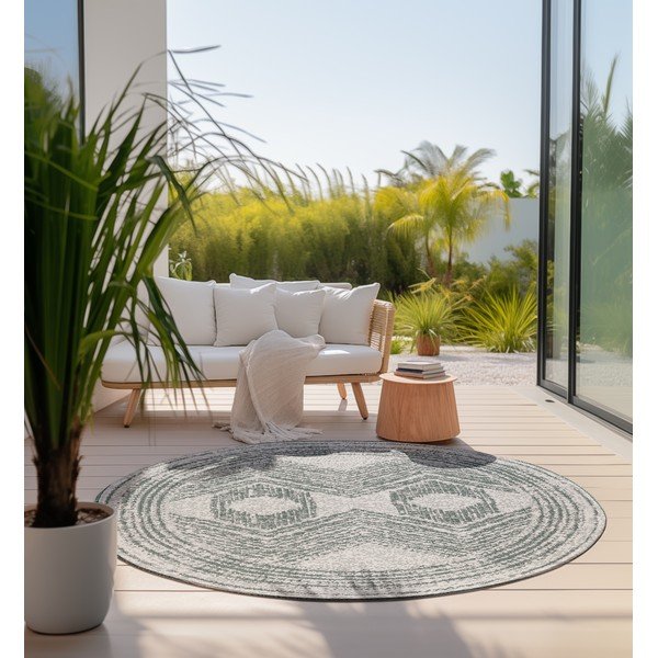 Tappeto rotondo per esterni verde crema ø 140 cm Gemini - Elle Decoration-image-1