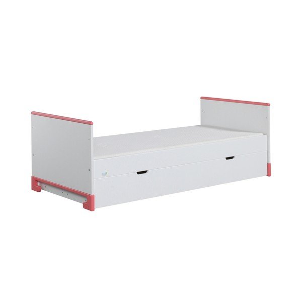 Letto per bambini bianco in legno di pino massiccio con dettagli rosa ToTo, 160 x 70 cm - Pinio-image-1