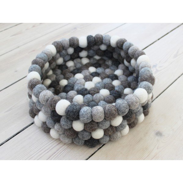 Cestino portapalloni in lana grigio e bianco Cestino portapalloni, ⌀ 28 cm - Wooldot