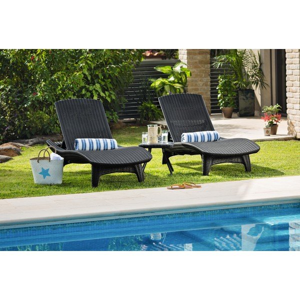 Sedia a sdraio da giardino in plastica grigio scuro Pacific - Keter-image-1