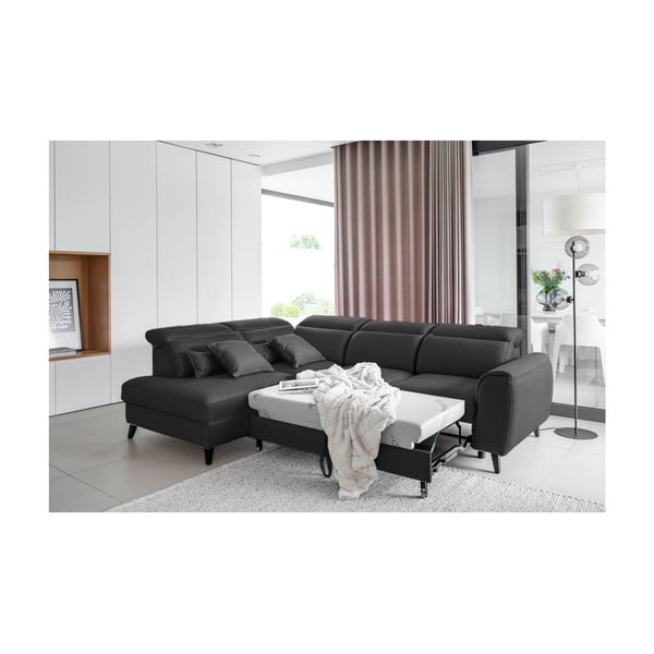 Divano angolare grigio scuro allungabile/con contenitore (con penisola a sinistra/a L) e rivestimento in velluto Noble – ELTAP-image-4