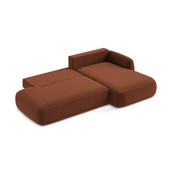 Divano angolare color terracotta allungabile (con penisola a destra/con chaise lounge) Hale – Makamii-image-3