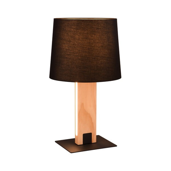 Lampada da tavolo a LED in colore nero e naturale con paralume in tessuto (altezza 50 cm) Rahul - Trio