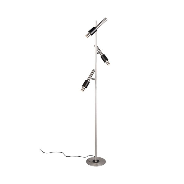 Lampada da terra LED nera e argentata (altezza totale 150 cm) Ikaris – Trio Select-image-4