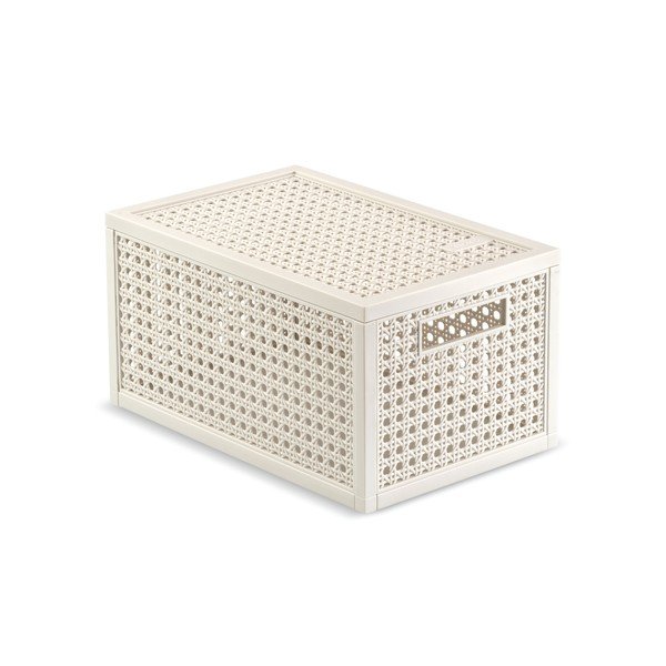 Scatola con coperchio color crema in plastica riciclata 19x30x15 cm Kaya – Curver