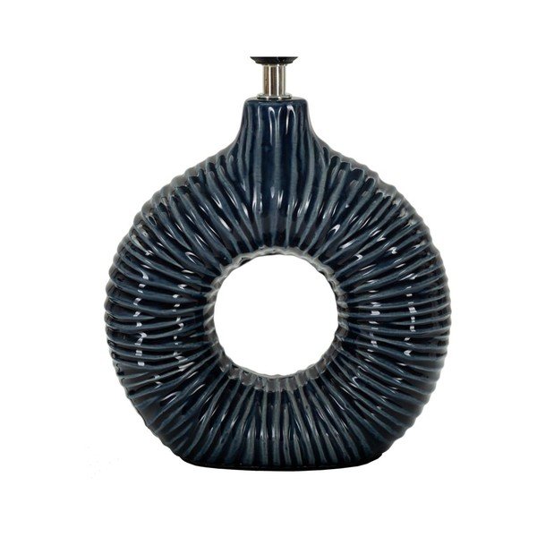 Lampada da tavolo blu in ceramica con paralume in tessuto (altezza totale 43 cm) Seta – Mauro Ferretti-image-4