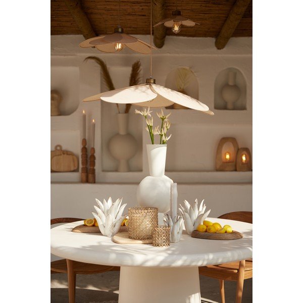 Lampadario color crema con paralume in tessuto Fyano – Light & Living-image-1