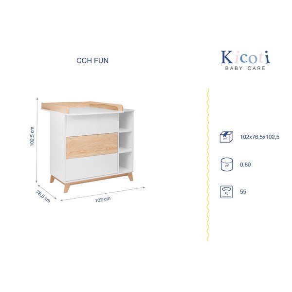 Bílá komoda s přebalovacím pultem KICOTI Fun-image-2