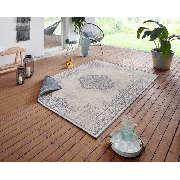 Tappeto da esterno blu e crema , 200 x 290 cm Cebu - NORTHRUGS-image-1