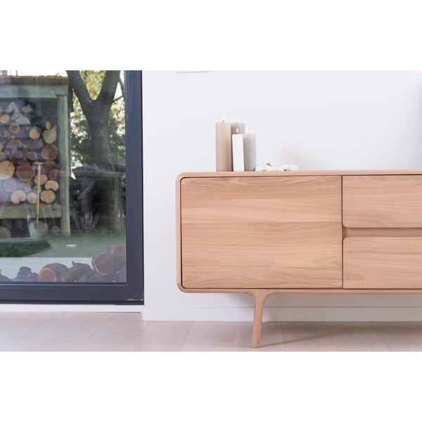 Cassettiera TV in legno massiccio di quercia Naturale Fawn - Gazzda-image-1