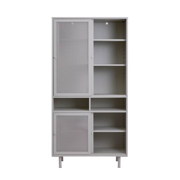 Armadietto grigio in metallo con porte scorrevoli 90x180x40 cm Veep – Unique Furniture-image-4