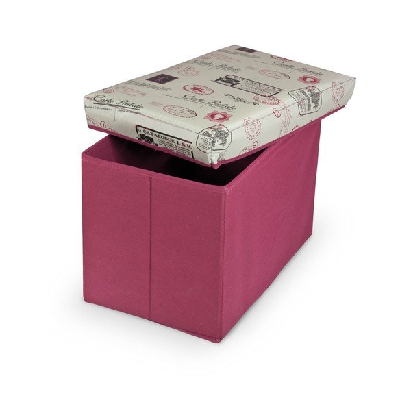 Červená podnožka s úložným prostorem Domopak Ottoman, délka 49 cm