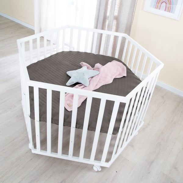 Lettino bianco con altezza regolabile e ruote 112x97 cm – Roba-image-1