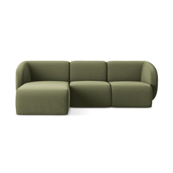 Divano angolare verde (con penisola a sinistra/con chaise lounge) con rivestimento in velluto Lani – Makamii