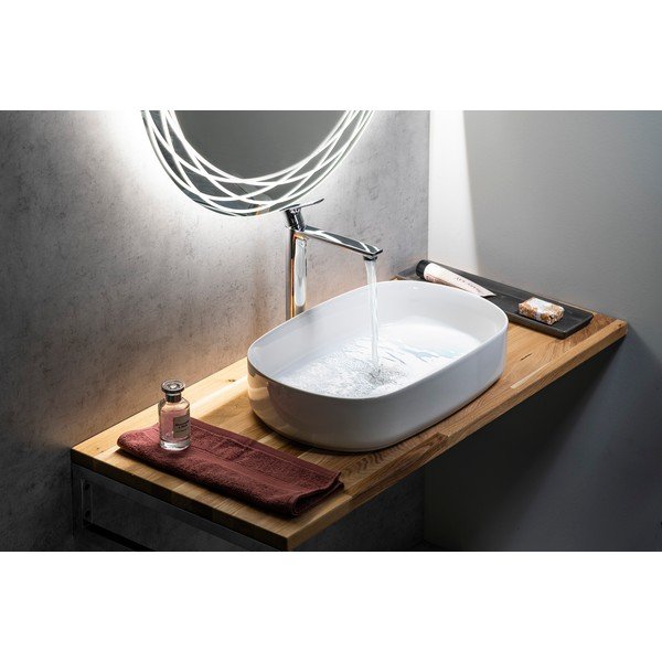 Piano per lavabo di colore naturale in rovere massiccio 120x50 cm Woody – Sapho-image-3