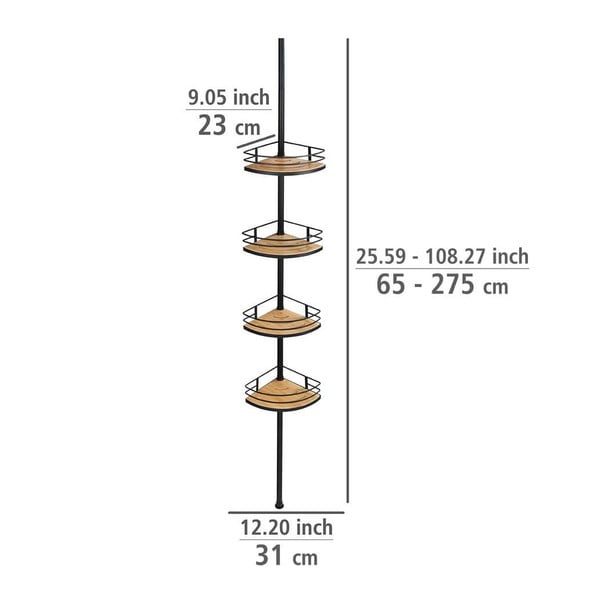 Mensola telescopica angolare in bambù per bagno in nero-naturale opaco Dolcedo - Wenko-image-4