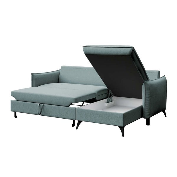 Divano angolare azzurro allungabile e con contenitore (con penisola a destra e chaise lounge) Brim – Rodier-image-3