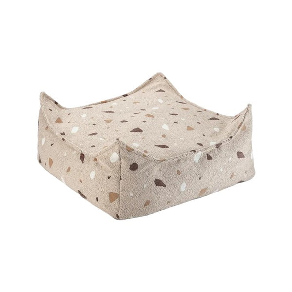 Pouf a sacco per bambini marrone chiaro con rivestimento in bouclé e ciniglia Terrazzo Square – Wigiwama