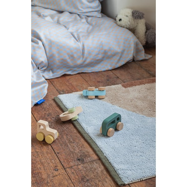 Passatoia lavabile in cotone azzurro e beige 70x150 cm Figura - Mette Ditmer Denmark-image-1