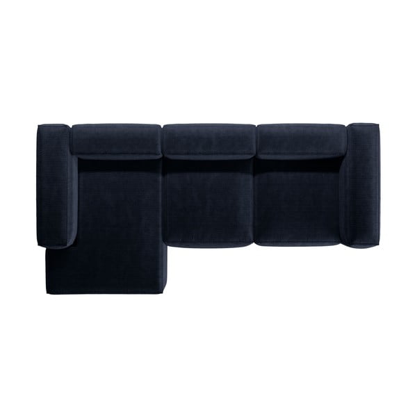 Divano angolare blu scuro (con penisola a sinistra/con chaise lounge) con rivestimento in velluto a coste Bergamo – Cosmopolitan Design-image-3