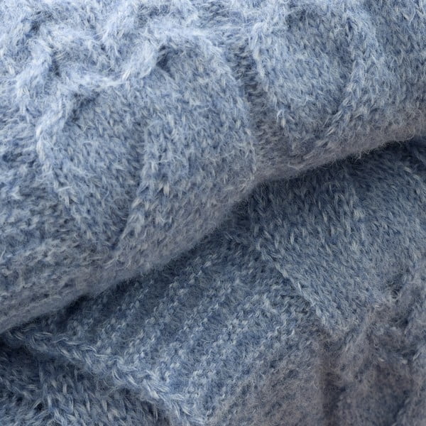 Coperta blu a maglia 150x200 cm Cable Knit - Bianca-image-1