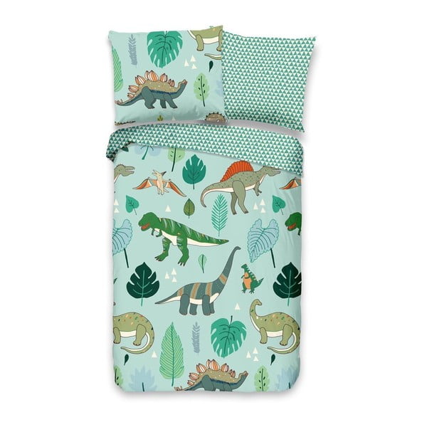 Biancheria da letto per bambini in cotone Dinosaurus, 100 x 135 cm - Good Morning