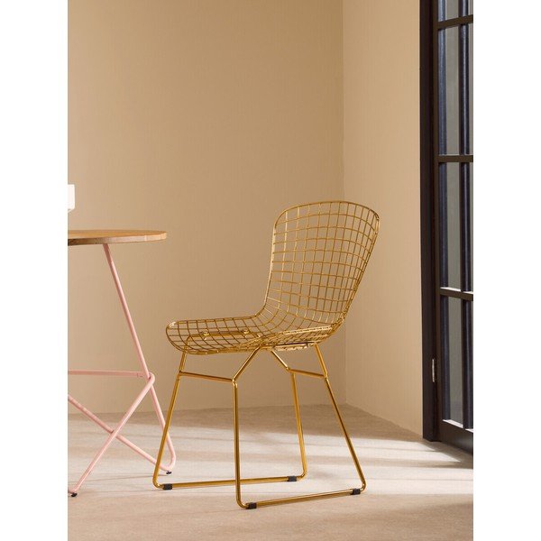 Sedia da pranzo dorata in metallo District – Premier Housewares-image-3
