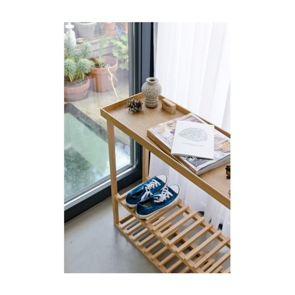 Scarpiera/tavolino con piano in quercia naturale Conservazione Hello - Wireworks-image-3