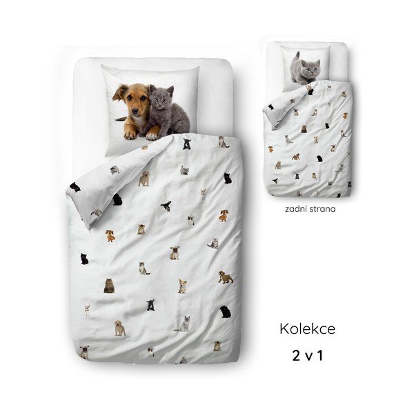 Set copripiumino e federa da bambini bianco in raso di cotone per letto singolo 135x200 cm The Cutest Ones – Butter Kings-image-3