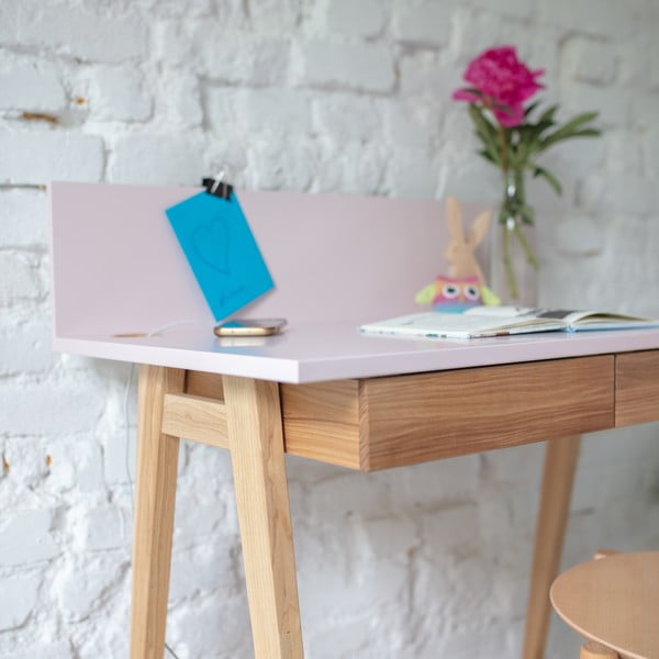 Scrivania grigia con base in frassino, lunghezza 85 cm Luka - Ragaba-image-2