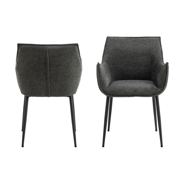 Sedia da pranzo grigio scuro in imbottito Bonita – Actona-image-4