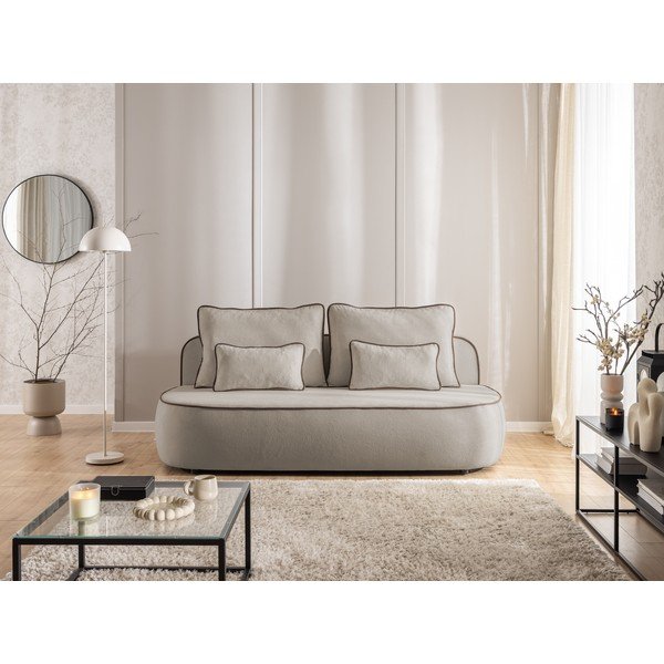Divano marrone/grigio tortora allungabile/con contenitore con rivestimento in velluto 210 cm Saga – Ropez-image-1