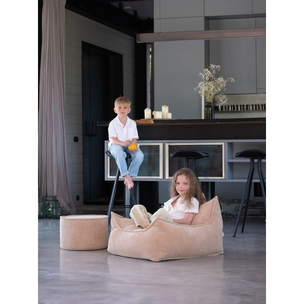 Pouf per bambini marrone chiaro con rivestimento in velluto a coste – Wigiwama-image-2