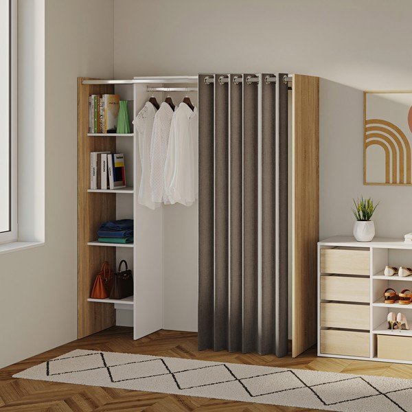 Armadio bianco-marrone in rovere 160x182 cm Tom - TemaHome-image-1