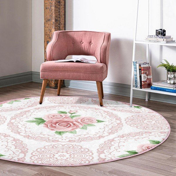 Tappeto rotondo lavabile rosa chiaro adatto per aspirapolvere robot ø 120 cm Comfort - Mila Home-image-4