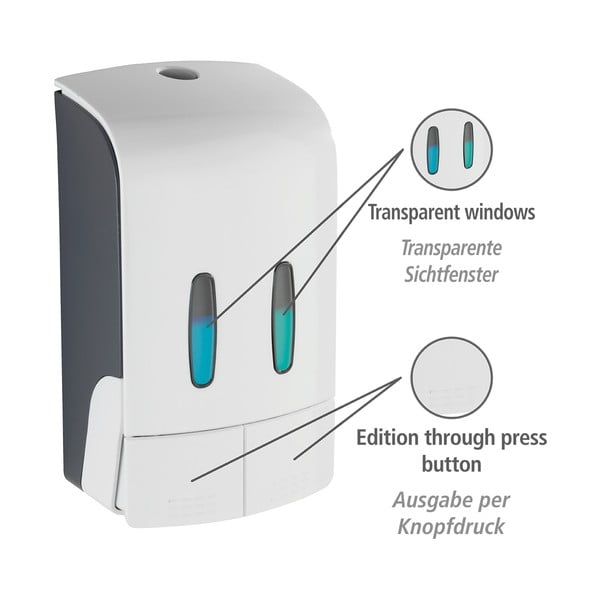 Dispenser di sapone in plastica bianco da parete 0,96 l Tartas - Wenko-image-4