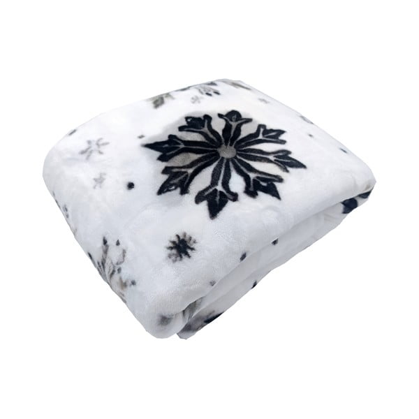 Coperta bianca in micropile a tema natalizio 150x200 cm Nord Flake – My House-image-1