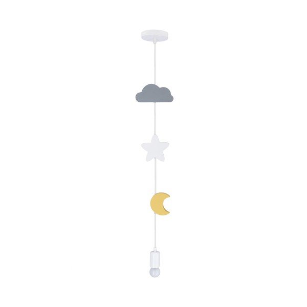 Lampada a sospensione gialla e azzurra con paralume in tessuto Single - Candellux Lighting