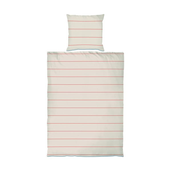 Biancheria da letto singola in cotone satin rosso e beige 140x200 cm Align - Mette Ditmer Denmark