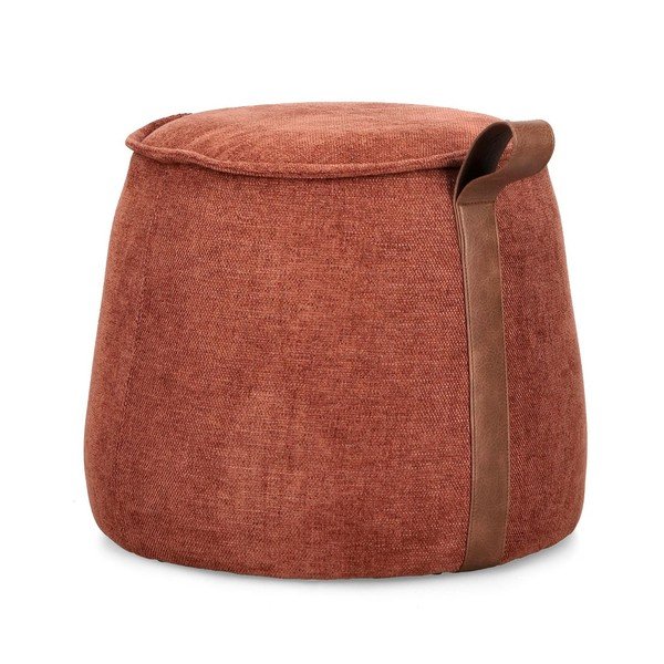 Poggiapiedi color terracotta con rivestimento in ciniglia Anila – Bizzotto