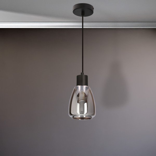 Lampadario nero con paralume in vetro ø 12 cm Moldo – Candellux Lighting-image-4