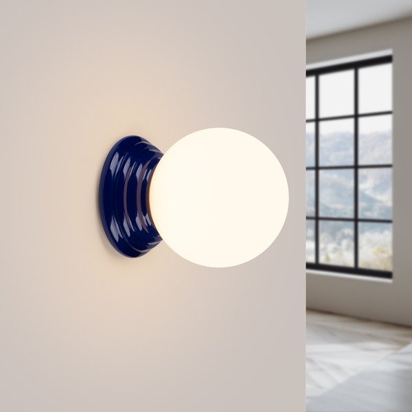 Lampada da parete blu in ceramica ø 12 cm Farsa – Sollux-image-4
