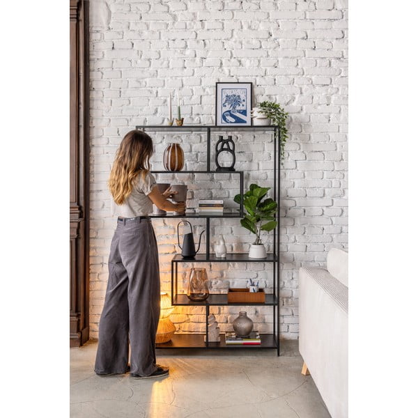 Libreria nera in frassino 114x185 cm Seaford - Actona-image-1