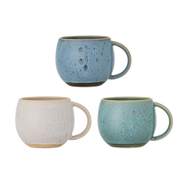 Tazze in set blu e color crema in gres 3 pz 420 ml Harriet – Bloomingville