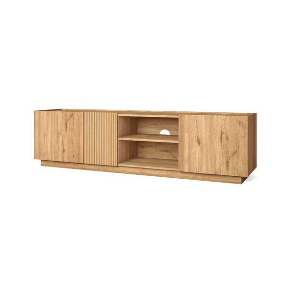 Tavolo TV in rovere colore naturale 180x48 cm Rayana - Marckeric-image-2