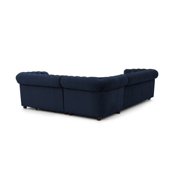 Divano angolare blu allungabile (con penisola a destra/a L) con rivestimento in velluto York Blik – Ropez-image-3